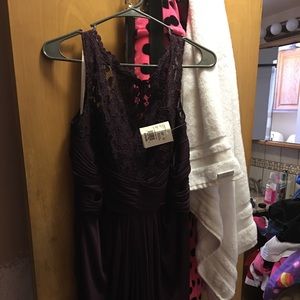 Plum David’s bridal long bridesmaid dress